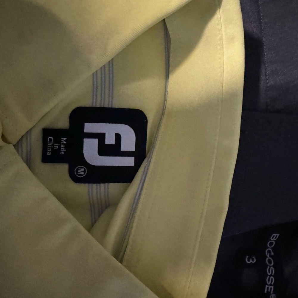 Footjoy men’s lemon with gray Striped Polo Shirt - Picture 4 of 4